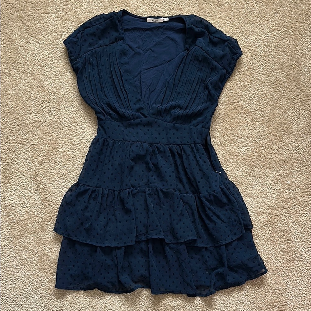 Navy Blue Ruffled Dress